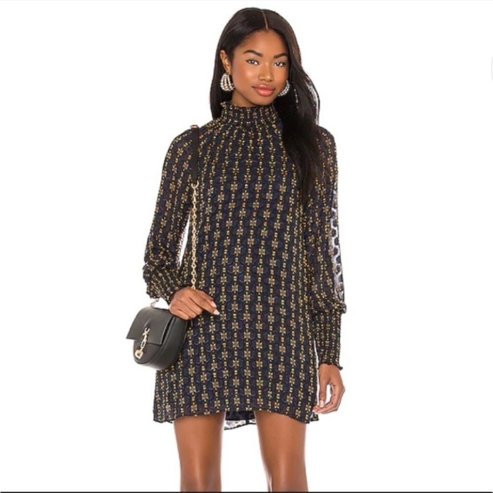 Amanda Uprichard Black and Gold Dress